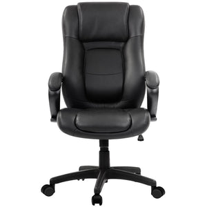 Homeroots Black Adjustable Swivel Faux Leather Rolling Office Chair  Leather 372381