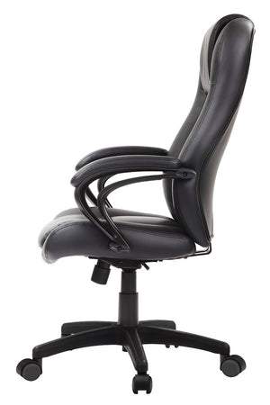 Homeroots Black Adjustable Swivel Faux Leather Rolling Office Chair  Leather 372382