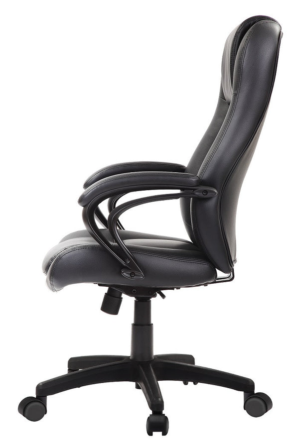 Homeroots Black Adjustable Swivel Faux Leather Rolling Office Chair  Leather 372382