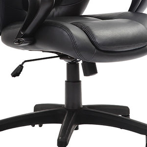 Homeroots Black Adjustable Swivel Faux Leather Rolling Office Chair  Leather 372382