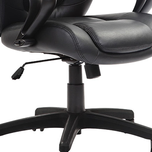 Homeroots Black Adjustable Swivel Faux Leather Rolling Office Chair  Leather 372382