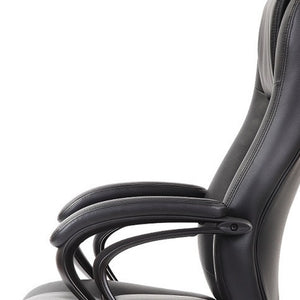 Homeroots Black Adjustable Swivel Faux Leather Rolling Office Chair  Leather 372382