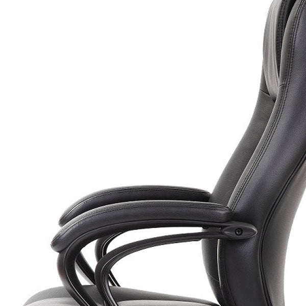 Homeroots Black Adjustable Swivel Faux Leather Rolling Office Chair  Leather 372382