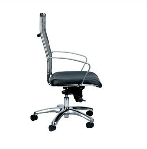 Homeroots Black And Silver Adjustable Swivel Faux Leather Rolling Office Chair  Leather 372383