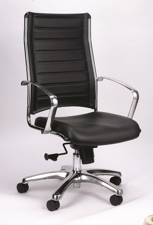 Homeroots Black And Silver Adjustable Swivel Faux Leather Rolling Office Chair  Leather 372384