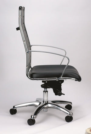 Homeroots Black And Silver Adjustable Swivel Faux Leather Rolling Office Chair  Leather 372384