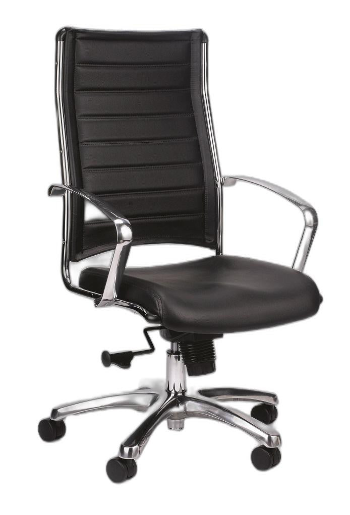 Homeroots Black And Silver Adjustable Swivel Faux Leather Rolling Office Chair  Leather 372384
