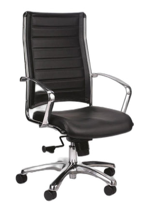 Homeroots Black And Silver Adjustable Swivel Faux Leather Rolling Office Chair  Leather 372384