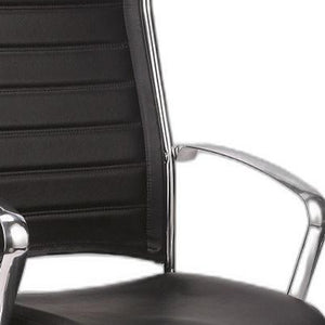 Homeroots Black And Silver Adjustable Swivel Faux Leather Rolling Office Chair  Leather 372384