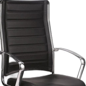 Homeroots Black And Silver Adjustable Swivel Faux Leather Rolling Office Chair  Leather 372384