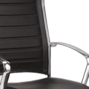 Homeroots Black And Silver Adjustable Swivel Faux Leather Rolling Office Chair  Leather 372384
