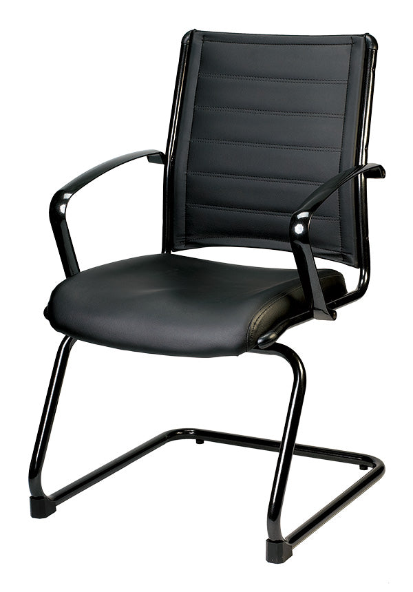 Homeroots Black Faux Leather Office Chair  Leather 372385