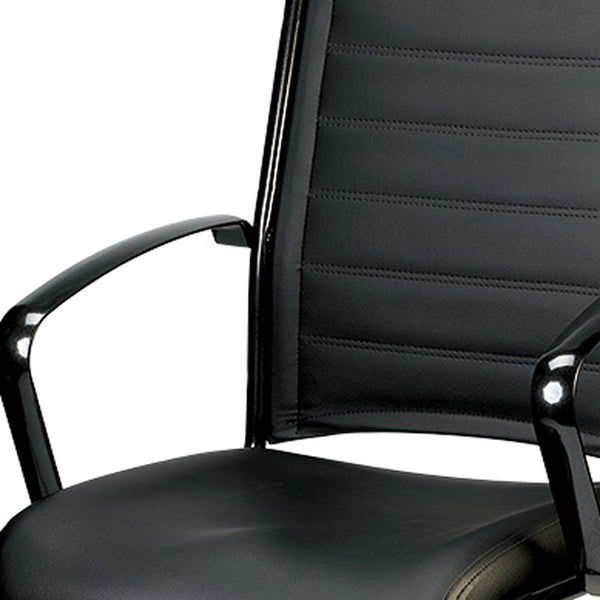 Homeroots Black Faux Leather Office Chair  Leather 372385