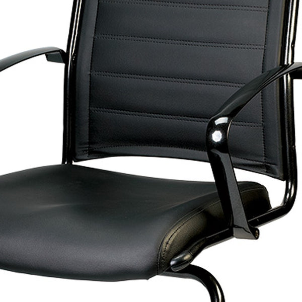 Homeroots Black Faux Leather Office Chair  Leather 372385