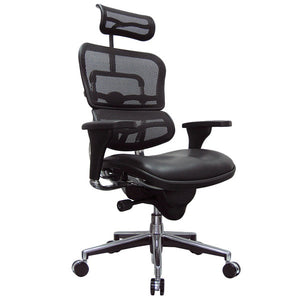 Homeroots Black And Silver Adjustable Swivel Mesh Rolling Executive Office Chair  Leather 372387