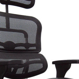 Homeroots Black And Silver Adjustable Swivel Mesh Rolling Executive Office Chair  Leather 372387