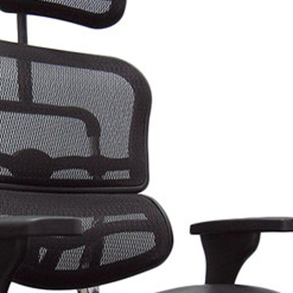 Homeroots Black And Silver Adjustable Swivel Mesh Rolling Executive Office Chair  Leather 372387