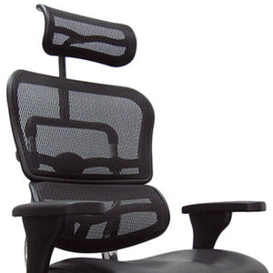 Homeroots Black And Silver Adjustable Swivel Mesh Rolling Executive Office Chair  Leather 372387