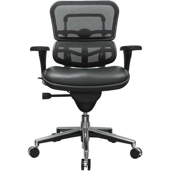 Homeroots Black And Silver Adjustable Swivel Mesh Rolling Office Chair  Leather 372388