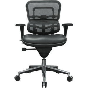 Homeroots Black And Silver Adjustable Swivel Mesh Rolling Office Chair  Leather 372388