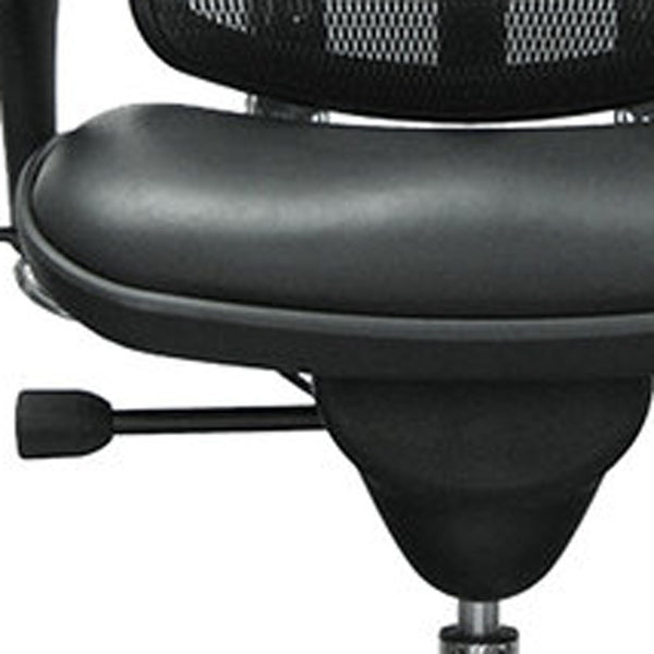 Homeroots Black And Silver Adjustable Swivel Mesh Rolling Office Chair  Leather 372388