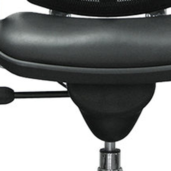 Homeroots Black And Silver Adjustable Swivel Mesh Rolling Office Chair  Leather 372388