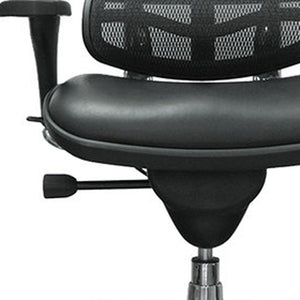 Homeroots Black And Silver Adjustable Swivel Mesh Rolling Office Chair  Leather 372388