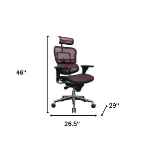 Homeroots Plum And Silver Adjustable Swivel Mesh Rolling Executive Office Chair Plum Plastic 372392