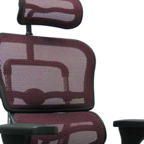 Homeroots Plum And Silver Adjustable Swivel Mesh Rolling Executive Office Chair Plum Plastic 372392