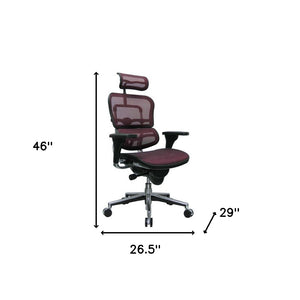Homeroots Plum And Silver Adjustable Swivel Mesh Rolling Executive Office Chair Plum Plastic 372392