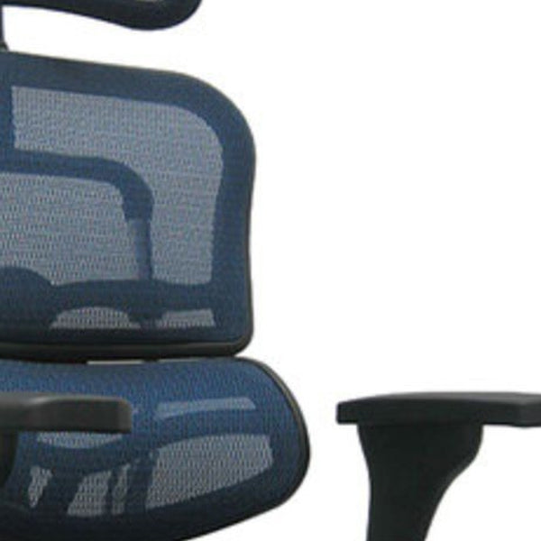 Homeroots Blue And Silver Adjustable Swivel Mesh Rolling Executive Office Chair Blue Plastic 372395