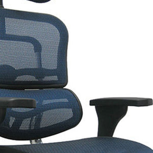 Homeroots Blue And Silver Adjustable Swivel Mesh Rolling Executive Office Chair Blue Plastic 372395