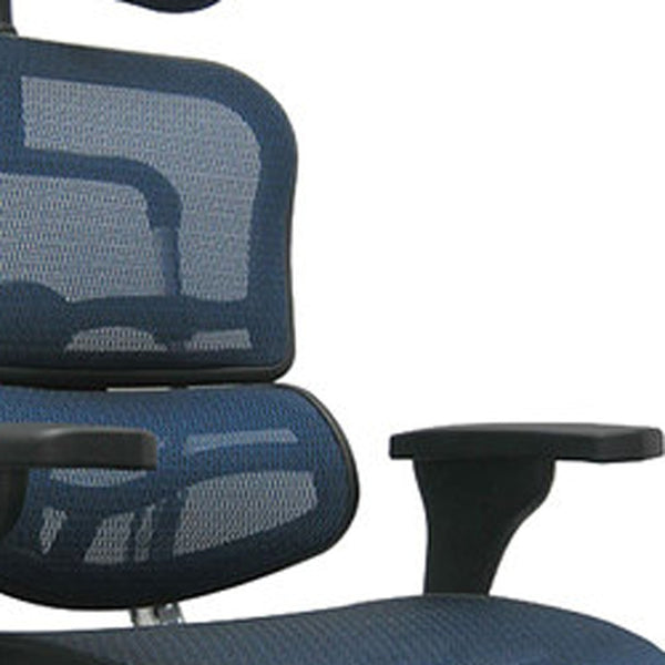 Homeroots Blue And Silver Adjustable Swivel Mesh Rolling Executive Office Chair Blue Plastic 372395