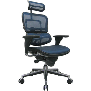 Homeroots Blue And Silver Adjustable Swivel Mesh Rolling Executive Office Chair Blue Plastic 372395
