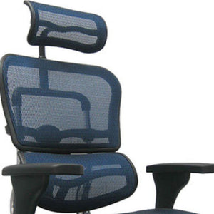 Homeroots Blue And Silver Adjustable Swivel Mesh Rolling Executive Office Chair Blue Plastic 372395