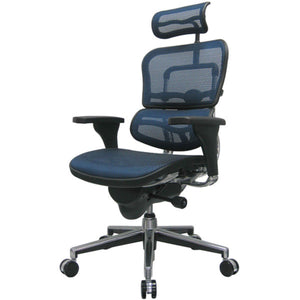 Homeroots Blue And Silver Adjustable Swivel Mesh Rolling Executive Office Chair Blue Plastic 372395