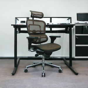 Homeroots Black And Silver Adjustable Swivel Mesh Rolling Executive Office Chair Black Plastic 372396