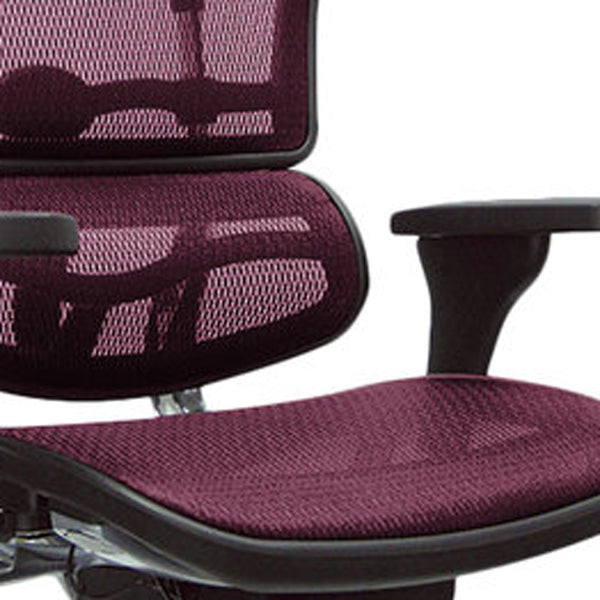 Homeroots Plum And Silver Adjustable Swivel Mesh Rolling Office Chair Plum Plastic 372398