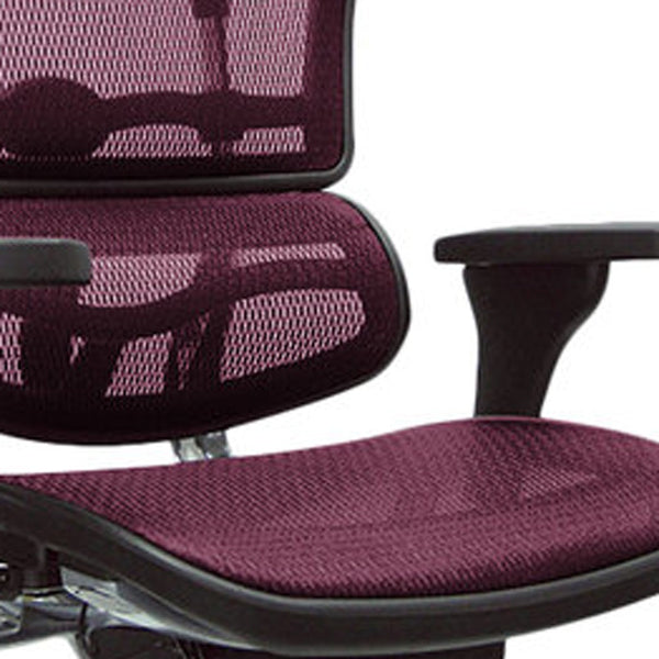Homeroots Plum And Silver Adjustable Swivel Mesh Rolling Office Chair Plum Plastic 372398