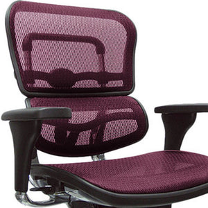 Homeroots Plum And Silver Adjustable Swivel Mesh Rolling Office Chair Plum Plastic 372398