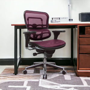 Homeroots Plum And Silver Adjustable Swivel Mesh Rolling Office Chair Plum Plastic 372398