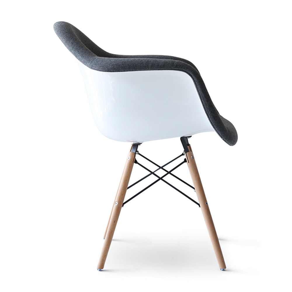 English Elm Daw Upholstered Fiberglass Chair in Dark Grey Cashmere with Solid Wood Legs, Fire-Resistant Comfort B353P346386