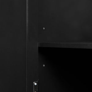 English Elm Tall Slim Storage Cabinet with Adjustable Shelves, 2 Drawers & Doors, Anti-Tip Design for Bathroom Black WF299284AAB