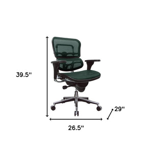 Homeroots Green And Silver Adjustable Swivel Mesh Rolling Office Chair Green Plastic 372400