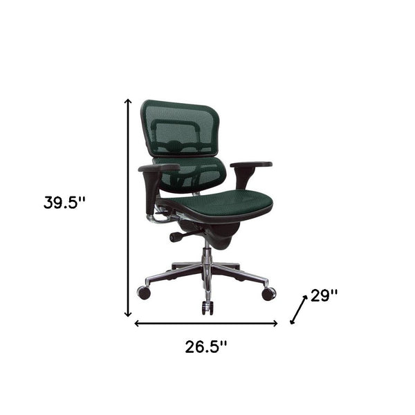 Homeroots Green And Silver Adjustable Swivel Mesh Rolling Office Chair Green Plastic 372400