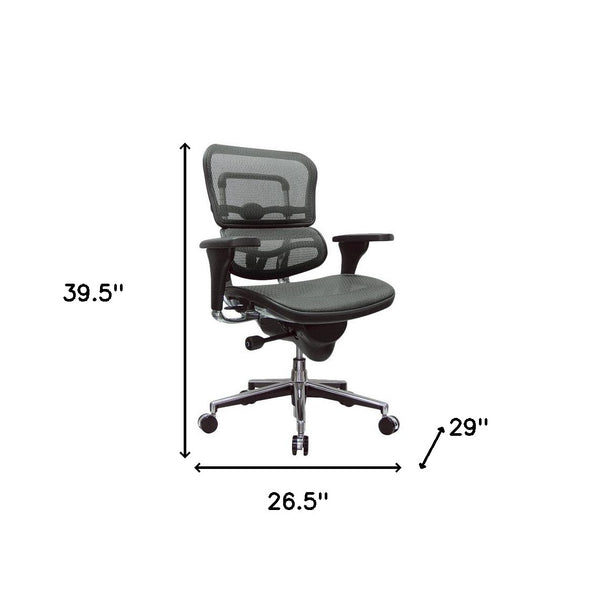 Homeroots Gray And Silver Adjustable Swivel Mesh Rolling Office Chair Grey Plastic 372403