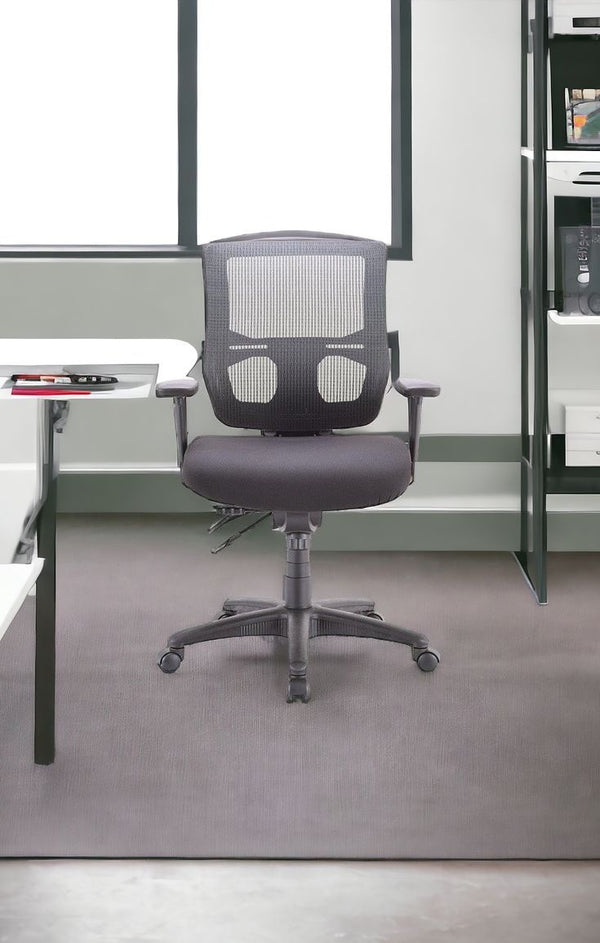 Homeroots Gray Adjustable Swivel Mesh Rolling Office Chair  Plastic 372410