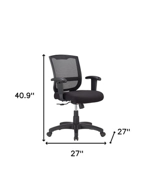 Homeroots Black Adjustable Swivel Mesh Rolling Office Chair  Plastic 372411