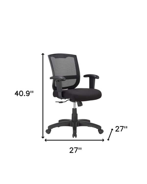 Homeroots Black Adjustable Swivel Mesh Rolling Office Chair  Plastic 372411