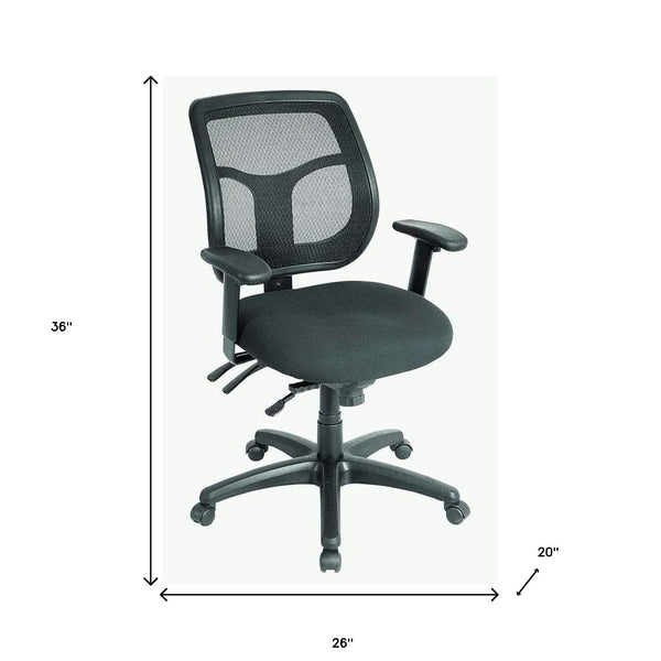 Homeroots Black Adjustable Swivel Mesh Rolling Office Chair  Plastic 372412
